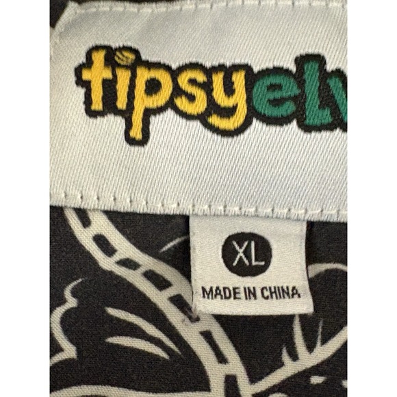 Tipsy Elves Shirt Monochrome Moonlight Hawaiian Mens XL Short Sleeve Button Up - Picture 2 of 16